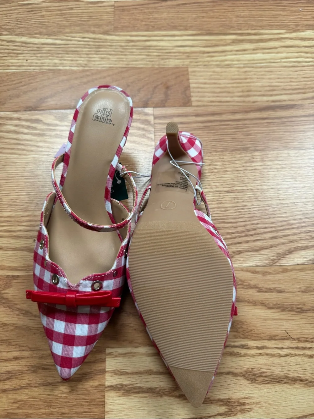 NWT Wild Fable Red White Gingham Bow Heels Size 7